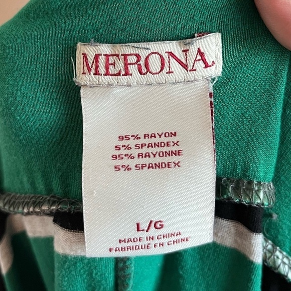 Merona Maxi Skirt Large Black Green Nautical Preppy - Picture 4 of 5